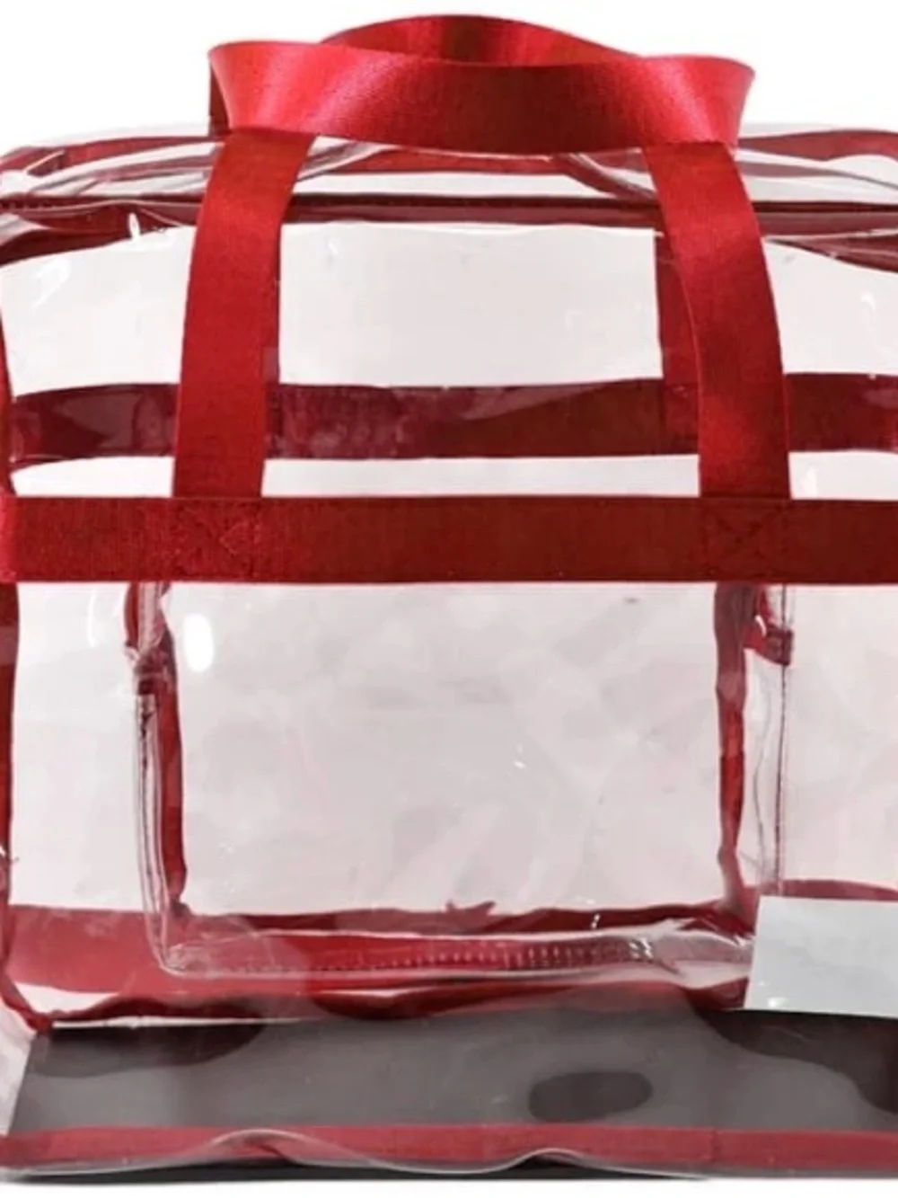 Clear PVC Tote Bag with Red Trim - Women's Travel & Stadium Bag